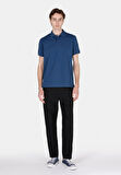Regular Fit Polo Yaka Düz Erkek Mavi Kısa Kol Tişört Cl1073960