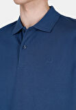 Regular Fit Polo Yaka Düz Erkek Mavi Kısa Kol Tişört Cl1073960