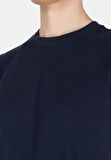 Regular Fit Yuvarlak Yaka Düz Erkek Lacivert Kısa Kol Tişört Cl1073961