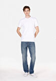 Regular Fit Yuvarlak Yaka Düz Erkek Beyaz Kısa Kol Tişört Cl1073962
