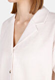 Regular Fit Polo Yaka Jakarlı Kadın Beyaz Kısa Kol Tişört Cl1073977