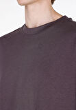 Oversize Fit Yuvarlak Yaka Düz Erkek Antrasit Kısa Kol Tişört Cl1073990
