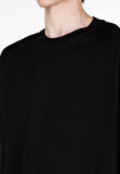 Oversize Fit Yuvarlak Yaka Düz Erkek Siyah Kısa Kol Tişört Cl1073990