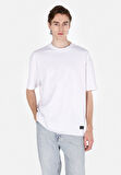 Oversize Fit Yuvarlak Yaka Düz Erkek Beyaz Kısa Kol Tişört Cl1073990