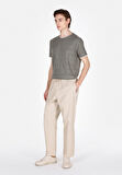 Relaxed Fit Orta Bel Bol Paça Erkek Bej  Pantolon