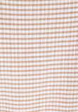 Slim Fit Polo Yaka Kareli Kadın Bej Kısa Kol Tişört