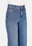 793 Marıssa Regular Fit Yüksel Bel Geniş Paça Kadın Mavi Jean Pantolon Cl1074394