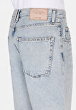 Loose Fit Orta Bel Düz Erkek Denim Jean Şort
