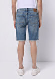 Straight Fit Düşük Bel Düz Erkek Denim Jean Şort