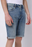 Straight Fit Düşük Bel Düz Erkek Denim Jean Şort