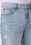 Loose Straight Fit Orta Bel Düz Erkek İndigo Jean Şort