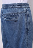Regular Fit Orta Bel Düz Erkek İndigo Jean Şort