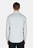 Regular Fit Shirt Neck Düz Erkek Keten Karışımlı Yeşil Uzun Kol Gömlek