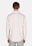 Relaxed Fit Shirt Neck Düz Erkek Bej Uzun Kol Gömlek