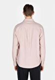 Relaxed Fit Shirt Neck Düz Erkek Pembe Uzun Kol Gömlek
