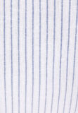 Regular Fit Shirt Neck Çizgili Erkek Keten Karışımlı Lacivert Uzun Kol Gömlek