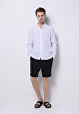 Slim Fit Shirt Neck Düz Erkek Beyaz Uzun Kol Gömlek
