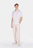 Regular Fit Shirt Neck Düz Erkek Bej Uzun Kol Gömlek