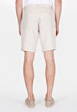 Regular Fit Orta Bel Düz Erkek Keten Karışımlı Taş Şort