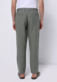 Regular Fit Orta Bel Uzun Paça Erkek Keten Karışımlı Yeşil  Pantolon