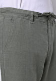 Regular Fit Orta Bel Uzun Paça Erkek Keten Karışımlı Yeşil  Pantolon