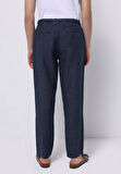 Regular Fit Orta Bel Uzun Paça Erkek Keten Lacivert  Pantolon