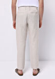 Regular Fit Orta Bel Uzun Paça Erkek Keten Karışımlı Taş  Pantolon