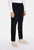 Regular Fit Orta Bel Uzun Paça Erkek Keten Karışımlı Siyah  Pantolon