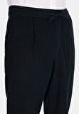 Regular Fit Orta Bel Uzun Paça Erkek Keten Karışımlı Siyah  Pantolon