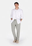 Regular Fit Orta Bel Uzun Paça Erkek Keten Karışımlı Yeşil  Pantolon