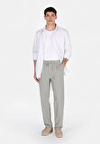 Regular Fit Orta Bel Uzun Paça Erkek Keten Karışımlı Yeşil  Pantolon