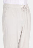 Regular Fit Orta Bel Uzun Paça Erkek Keten Karışımlı Taş  Pantolon