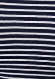 Slim Fit Yuvarlak Yaka Çizgili Kadın Lacivert Kısa Kol Tişört