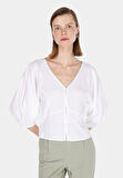 Slim Fit   Kadın Beyaz  Gömlek