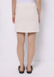 Mini Düz Bağcıklı Kadın Bej Etek