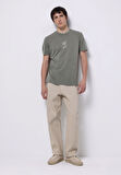Regular Fit Yuvarlak Yaka Düz Erkek Yeşil Kısa Kol Tişört