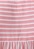 Regular Fit Shirt Neck Çizgili Kadın Kirmizi Uzun Kol Gömlek