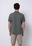 Regular Fit Polo Yaka Jakarlı Erkek Yeşil Kısa Kol Tişört