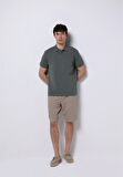 Regular Fit Polo Yaka Jakarlı Erkek Yeşil Kısa Kol Tişört