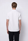 Regular Fit Polo Yaka Jakarlı Erkek Beyaz Kısa Kol Tişört