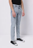 Straight Fit Düşük Bel Düz Paça Erkek İndigo Jean Pantolon