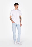 Straight Fit Düşük Bel Düz Paça Erkek Mavi Jean Pantolon