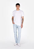 Straight Fit Düşük Bel Düz Paça Erkek Mavi Jean Pantolon