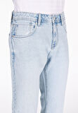 Straight Fit Düşük Bel Düz Paça Erkek Mavi Jean Pantolon