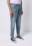 Balloon Fit   Erkek Light İndigo Denim Jean Pantolon