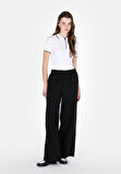 Regular Fit Yüksel Bel Geniş Paça Kadın Siyah  Pantolon