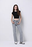 Regular Fit   Kadın Gri Jean Pantolon