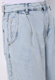 Barrel Fit   Kadın İndigo Jean Pantolon