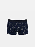 Modern Fit Baskılı Erkek Lacivert Boxer