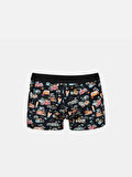 Modern Fit Baskılı Erkek Siyah Boxer